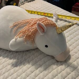 Pillowfirt weighted White Unicorn Plush with Gold Horn